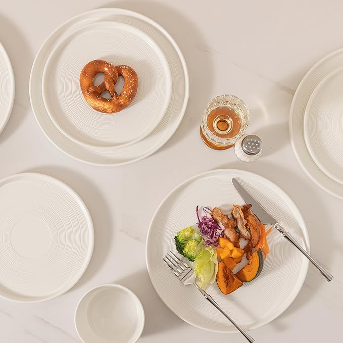 Dinnerware sets plates and bowls sets modern plates stoneware dinnerware set Plates and Bowls Set for 4, 12 Pieces Dishes,Microwave and Dishwasher Safe Tableware (style - 1, 4 - Set (12pcs))