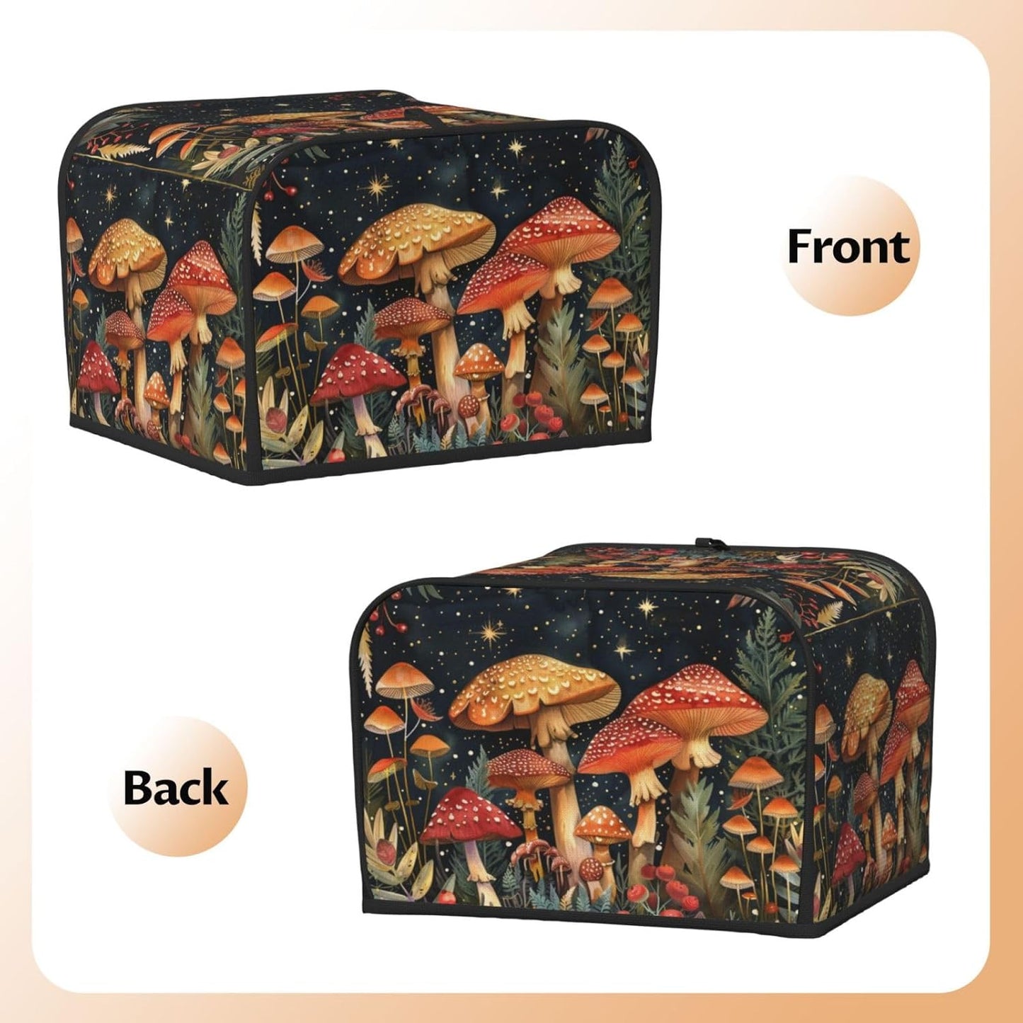 Toaster Cover 4 Slice Mushroom Forest Vintage Kitchen Small Appliance Covers with Pockets Dust and Fingerprint Protection