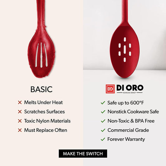 DI ORO Seamless Series 3-Piece Spoon/Ladle Set (RED)