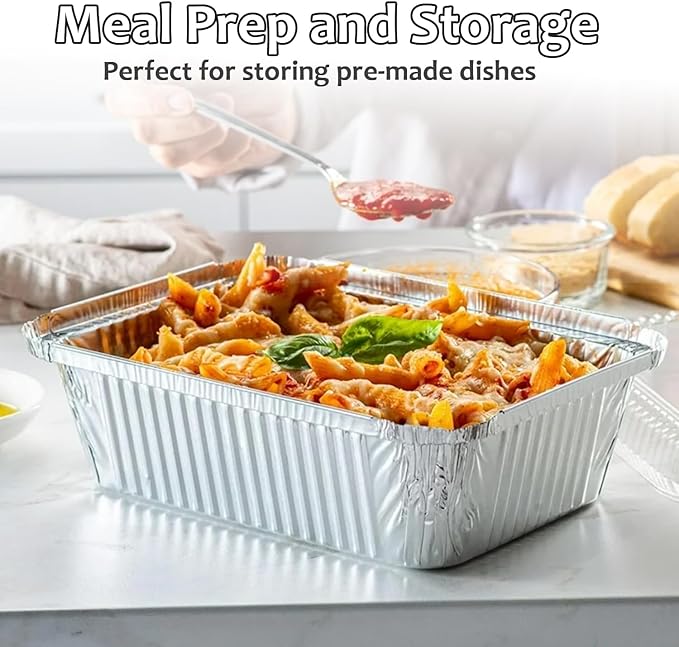 INFINITY EL Disposable Aluminum Foil Pan 25 Pack | Half Pan Extra 12.5" x 10.5" x 4" Deep Disposable Baking Pan | Heavy Duty Aluminum Foil Pan for Roasting Turkey, Lasagna, Thanksgiving, Christmas