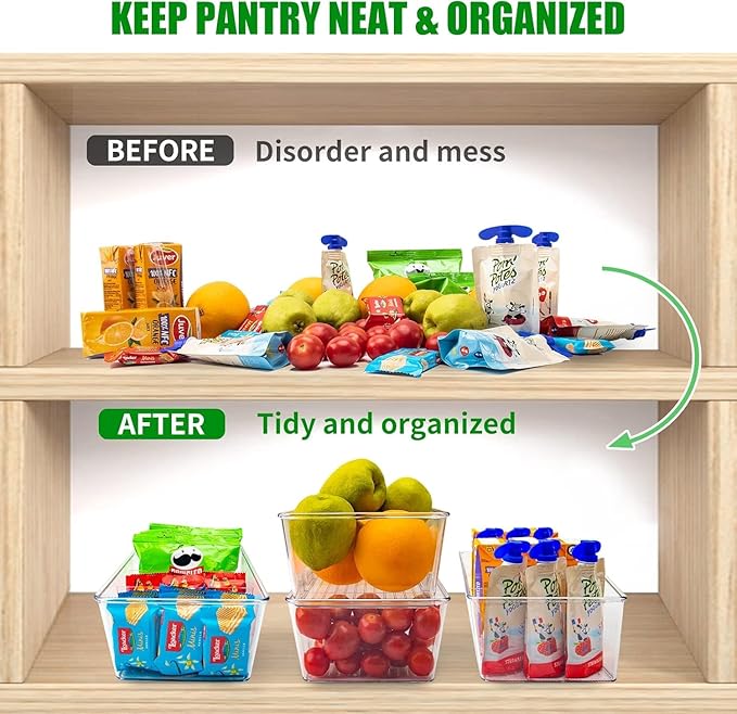 5 Pack Pantry Organizers and Storage,4 compartment Snack Containers for Kitchen,Fridge,Refrigerator Organization and Storage,Clear Plastic Bins for Spice,Tea bag,Seasoning organizer