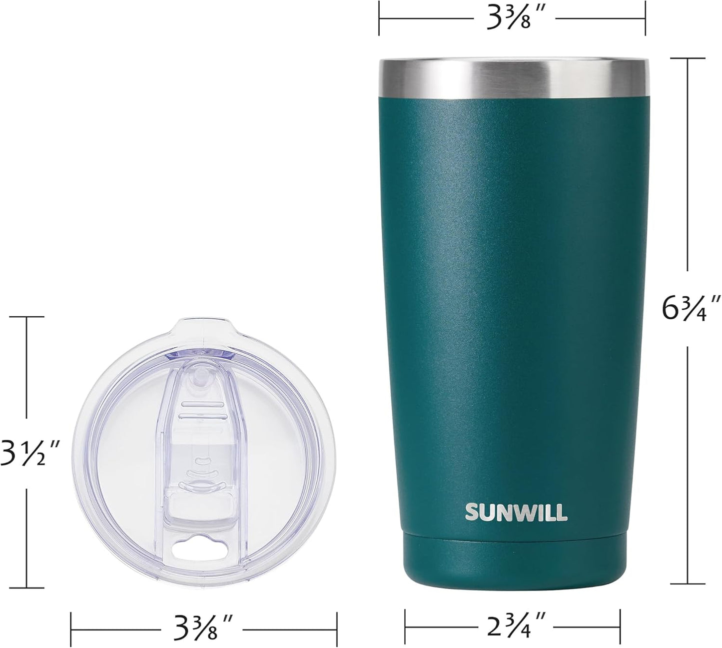 SUNWILL Travel Coffee Mug with Lid, 20 oz Tumbler Set of 2, Insulated Stainless Steel Cup for Drinks， Water, Tea, Powder Coated Forest Green & Plum