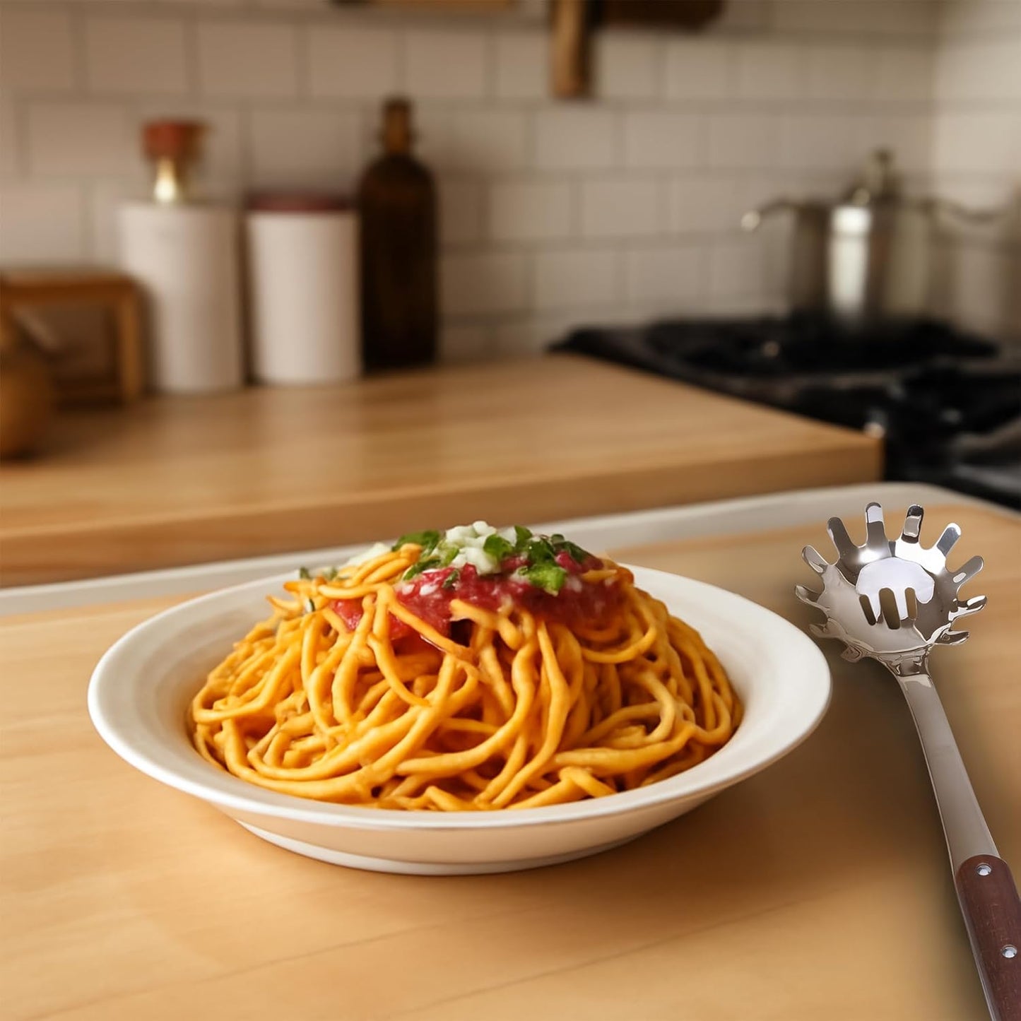 FJNATINH Stainless Steel Cooking Utensils Set, Mirror Polished 6 Pieces Kitchen Utensils Set, Kitchen Tools Set With Wooden Handle Non-Stick Heat Resistant,Dishwasher Safe, Easy to Clean