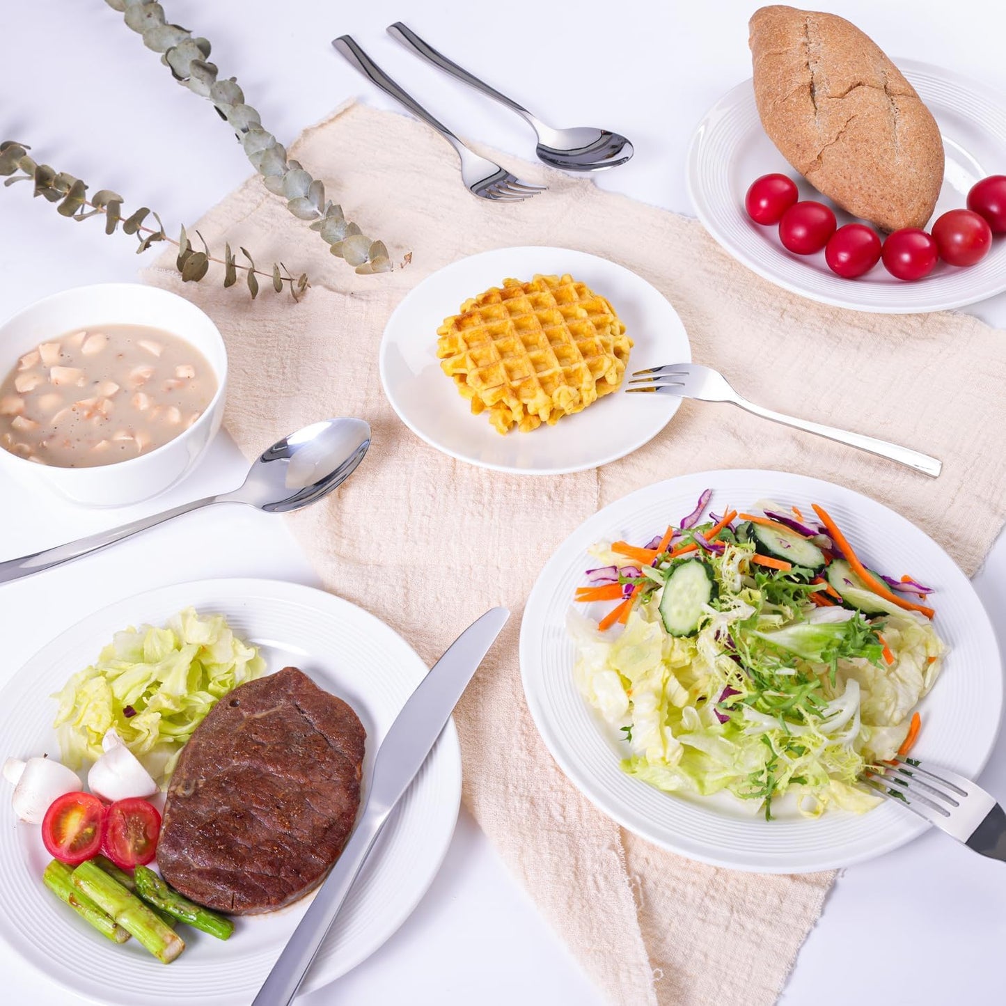 48 Piece Silverware Flatware Cutlery Set, Stainless Steel Utensils Service for 12, Include Knife Fork Spoon, Mirror Polished, Dishwasher Safe