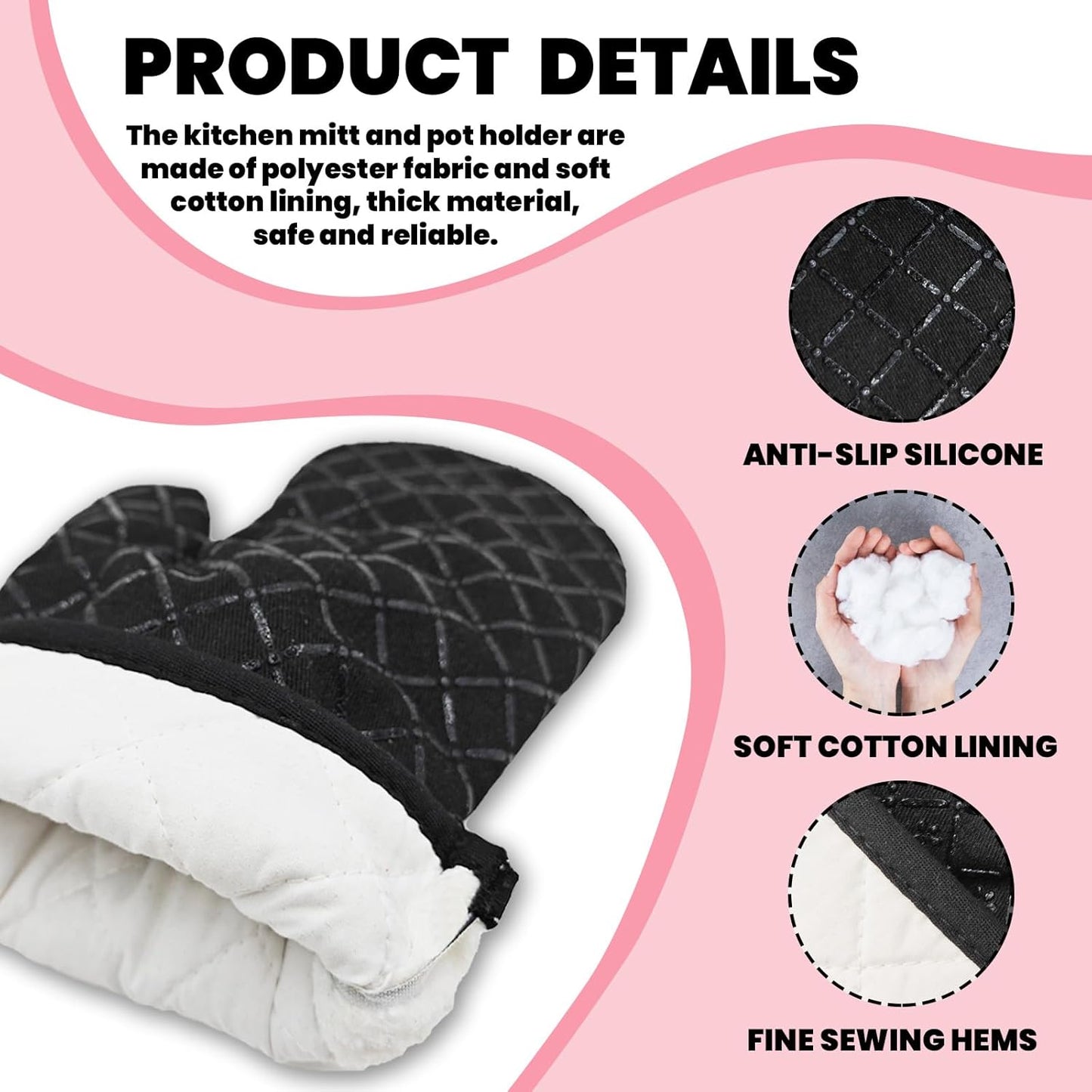 Funny Oven Mitts and Pot Holders（Set of 2） This Bxxch Can Bake Heat Resistant Mitts Retro Silicone Non-Slip Oven Mitts Kitchen Gift for Men Women Great Birthday Gift for Bake Lover Chef Mom