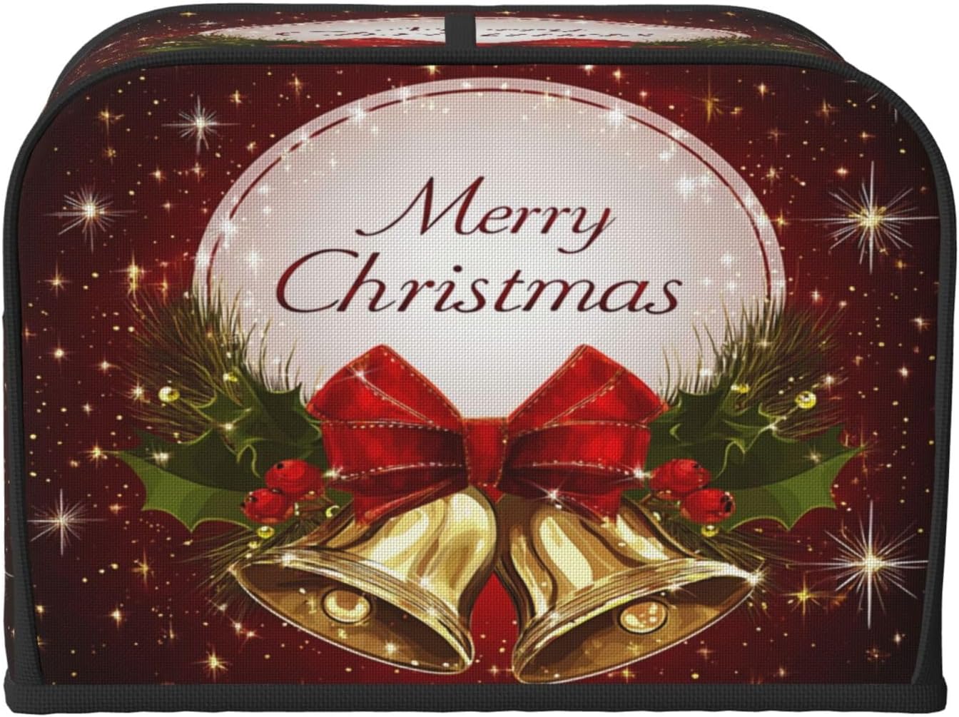 Toaster Cover 4 Slice Christmas Bell Red Xmas Kitchen Small Appliance Covers with Pockets Dust and Fingerprint Protection