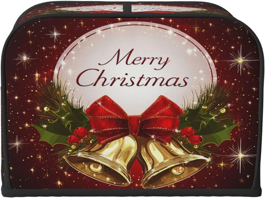 Toaster Cover 4 Slice Christmas Bell Red Xmas Kitchen Small Appliance Covers with Pockets Dust and Fingerprint Protection