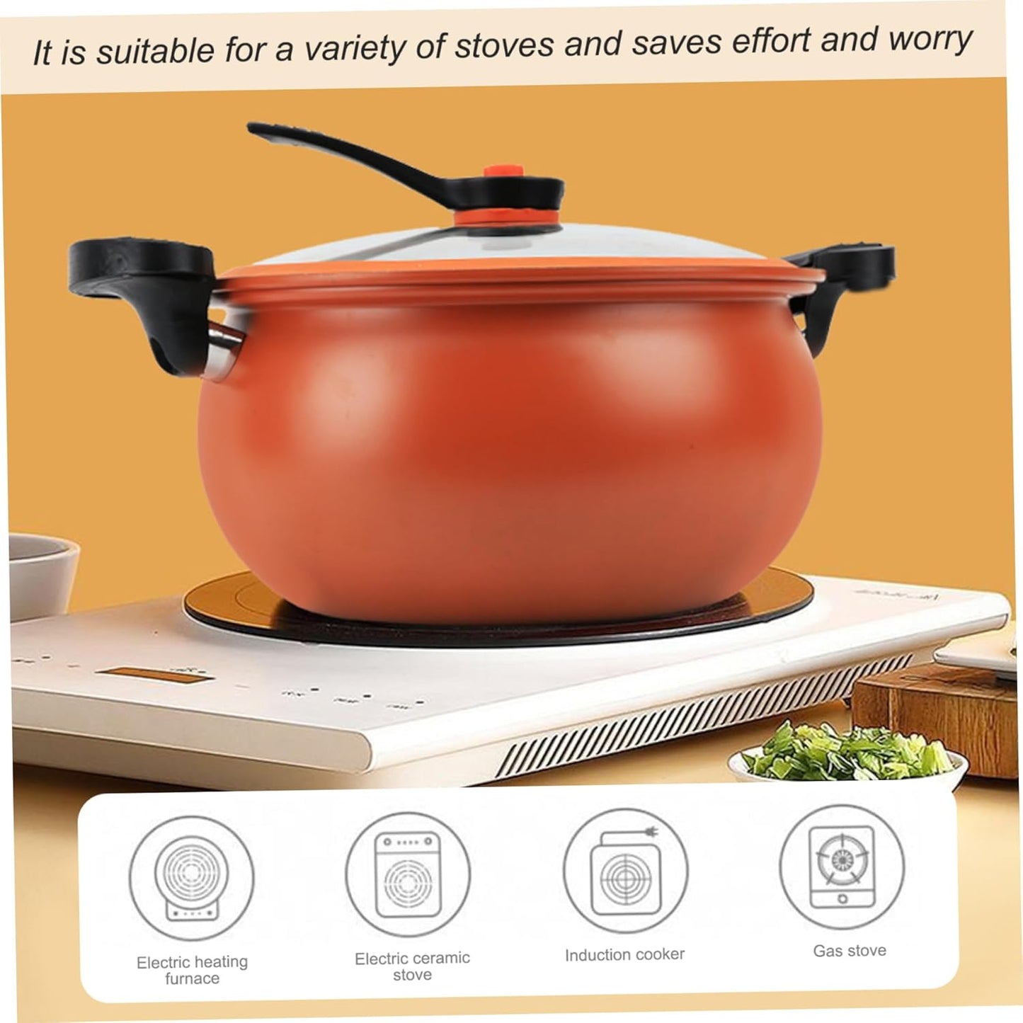 Micro Pressure Pot, 11inch Fast Heating Mini Pressure Cooker with Lock Handle, Non-stick Micro Stockpot for Gas, Induction (Green)