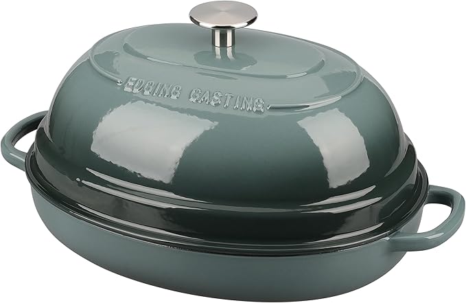 Enameled Oval Cast Iron Dutch Oven Pot with Lid, Bread Dutch Oven for Sourdough Bread Baking, 6QT, Slateblue