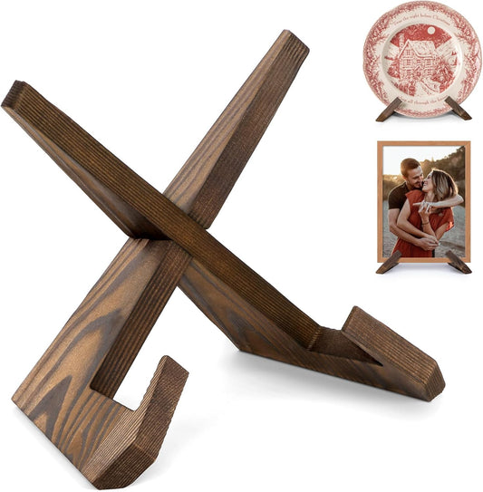 Plate Stand for Display - 6.5 Inch Plate Holder Display Stand, Wooden Picture Frame Holder, Decorative Table Top Easels
