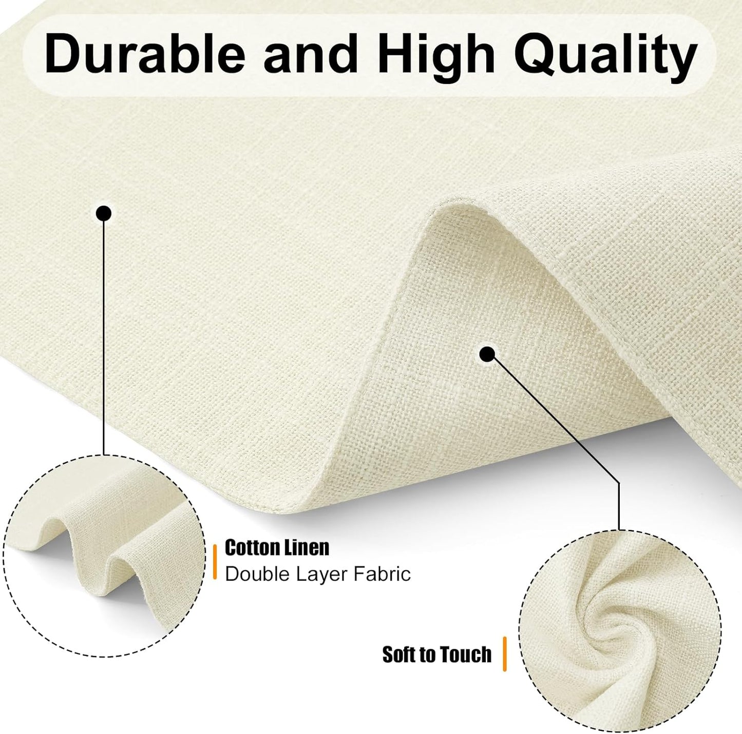 Homaxy Cloths Placemats for Dining Table Set of 4, Heat Resistant Washable Cotton Linen Blend Table Mats, Easy to Clean Place Mats for Indoor Outdoor Party Kitchen Decoration, 13" x 19", Cream