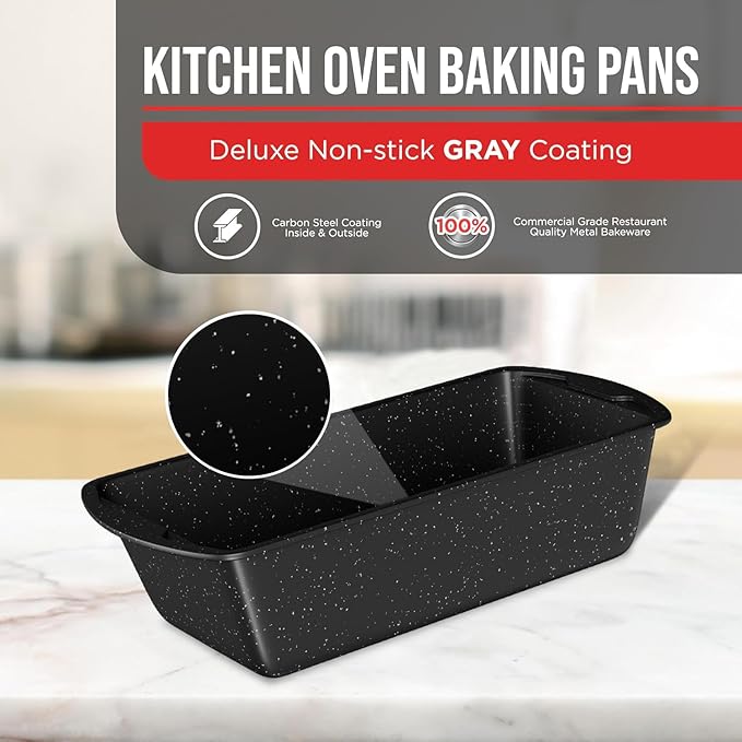 BAKKENMASTER Loaf Pan Set 1-Piece - Deluxe Nonstick Carbon Steel Bakeware for Perfect Bread and Cakes – Dishwasher Safe, Premium Pans for Home Baking