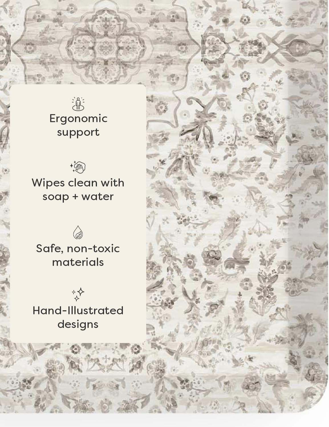 House of Noa Nama Standing Mat – Anti-Fatigue Cushioned Kitchen Mats for Floor | Ergonomic Bounce-Back Foam Kitchen Mats | Anti-Fatigue Mats for Kitchen & Standing | Emile Latte | 22" x 72"