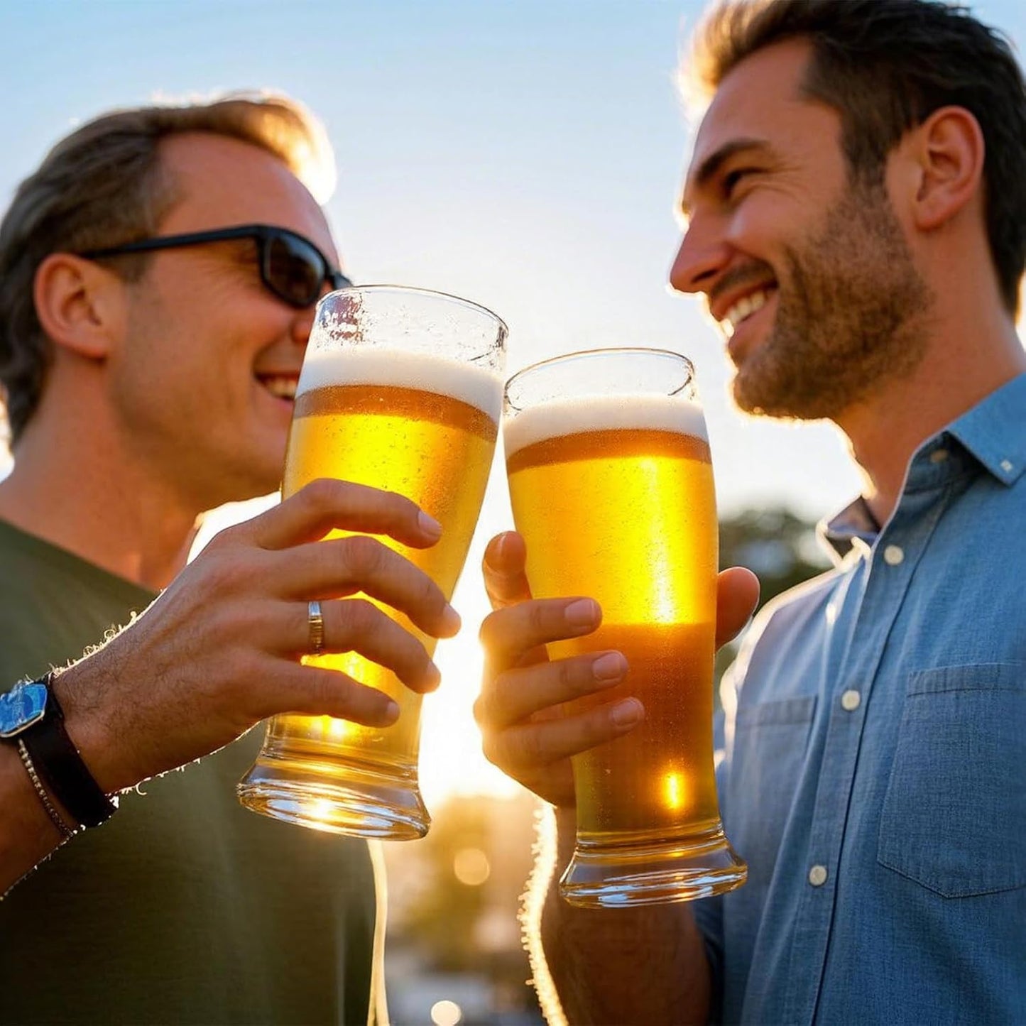 Beer Glasses Set of 4, 14 oz Pilsner Beer Pint Glasses, Classics Craft Wheat Beer Glasses Drinking Set, Beer Mug Glassware Gift for Men