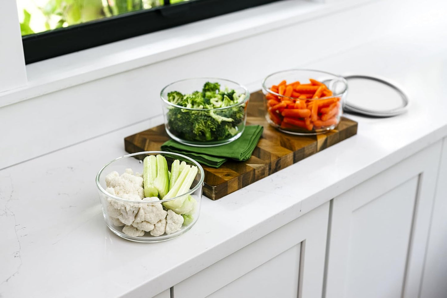 DURA LIVING 6-Piece Glass Food Storage Containers Set (3 Containers + 3 BPA-Free Lids) | 4-Cup, Leakproof | Microwave, Freezer, Oven & Dishwasher Safe | Ideal for Meal Prep & Pantry Organization