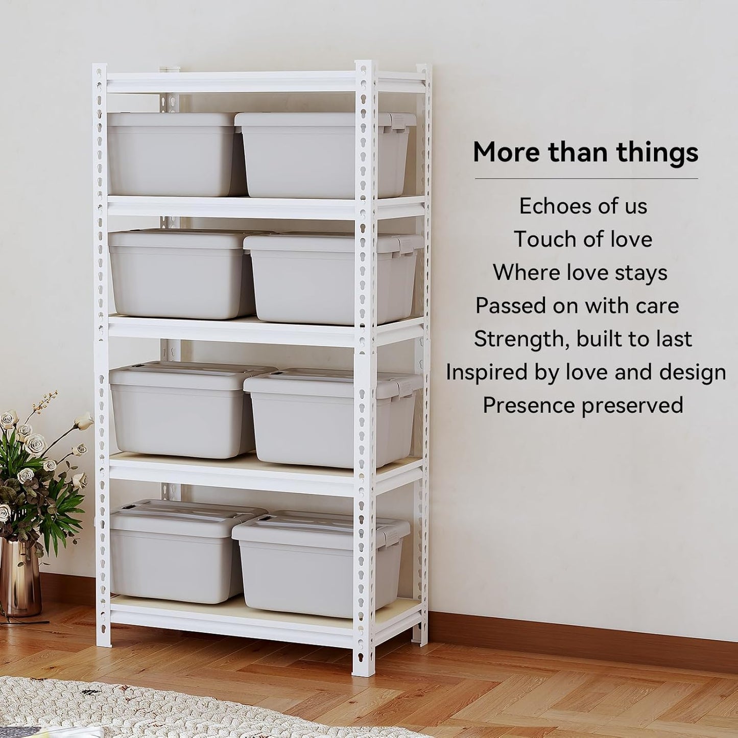36"W "Father&I" 5-Shelf Industrial Metal Steel Garage/Tote Storage Shelves Heavy-Duty Adjustable Rack: Tall Shelving Units Organizer for Closet/Basement/Pantry/Shop/School 72"H*36W*16"D, White