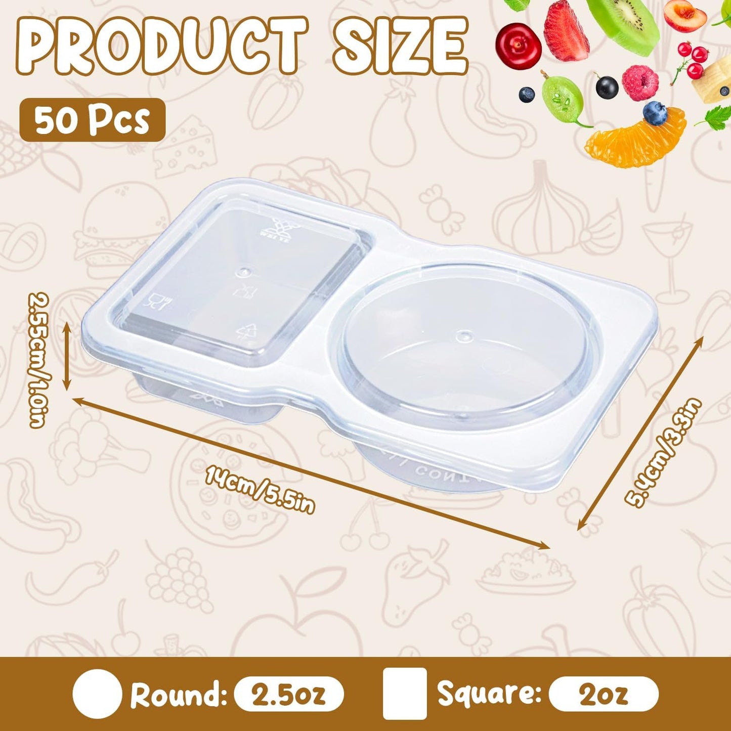 20Pcs Snack Pack Containers, Reusable Snack Containers with Lids for Kids and Adults, 2 Compartment Snack Containers for On-the-Go Meals and Camping, BPA-Free