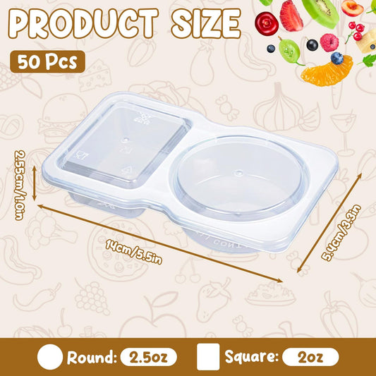 20Pcs Snack Pack Containers, Reusable Snack Containers with Lids for Kids and Adults, 2 Compartment Snack Containers for On-the-Go Meals and Camping, BPA-Free