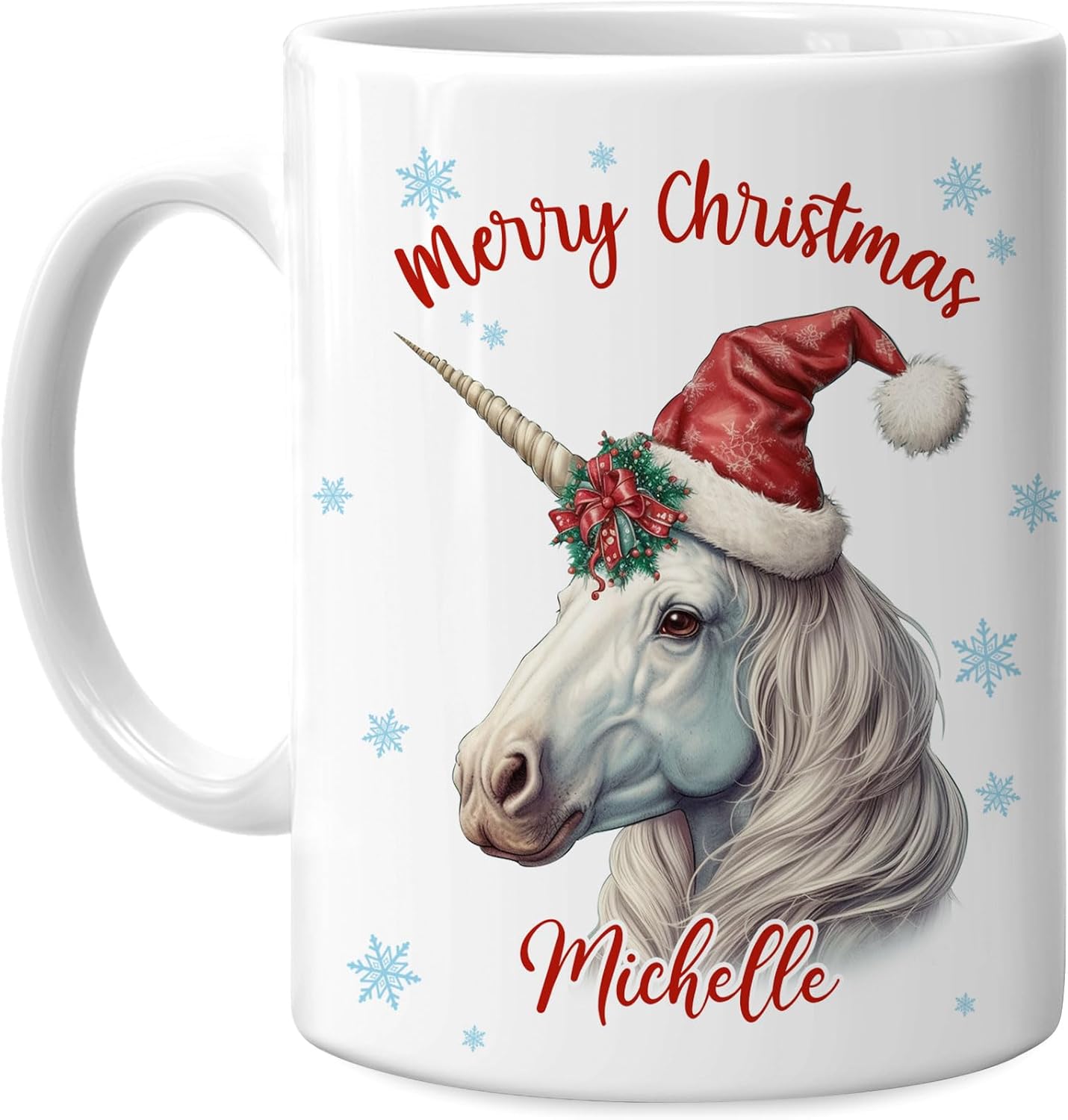 Hyturtle Personalized Gifts Unicorn Lover - Unicorn Wearing Santa Hat Custom Name Ceramic Coffee Mug Cup 11oz - Cute Animal Lovers Gifts For Women, Girl kids Family On Birthday, Christmas
