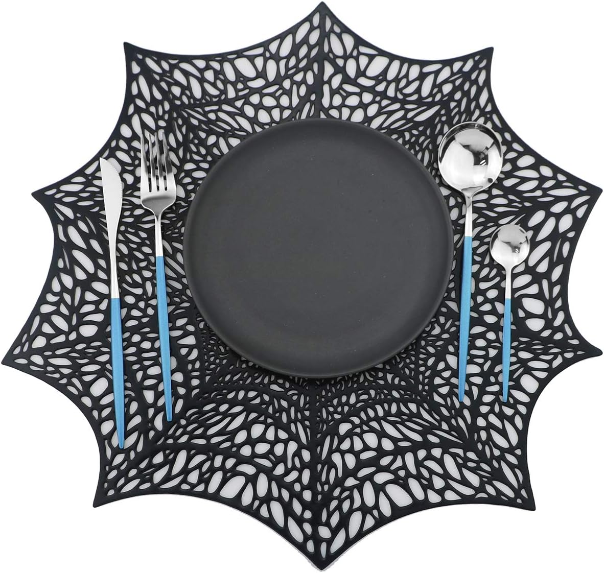 Mirror Silverware Set,24-Piece 304 Stainless Steel Shiny Flatware Set,Kitchen Utensil Set,Tableware Cutlery Set for Home and Restaurant, Dishwasher Safe Service For 6 (Blue/silver)