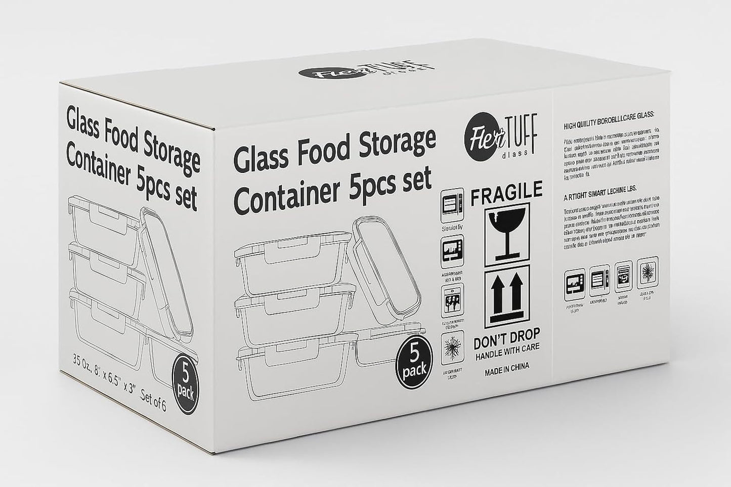 10pcs set Food Storage Container (5 Airtight and 5 Lids) | BPA Free, Leakproof Lids, Dishwasher, Microwave & Freezer Safe | Containers for Kitchen - Clear