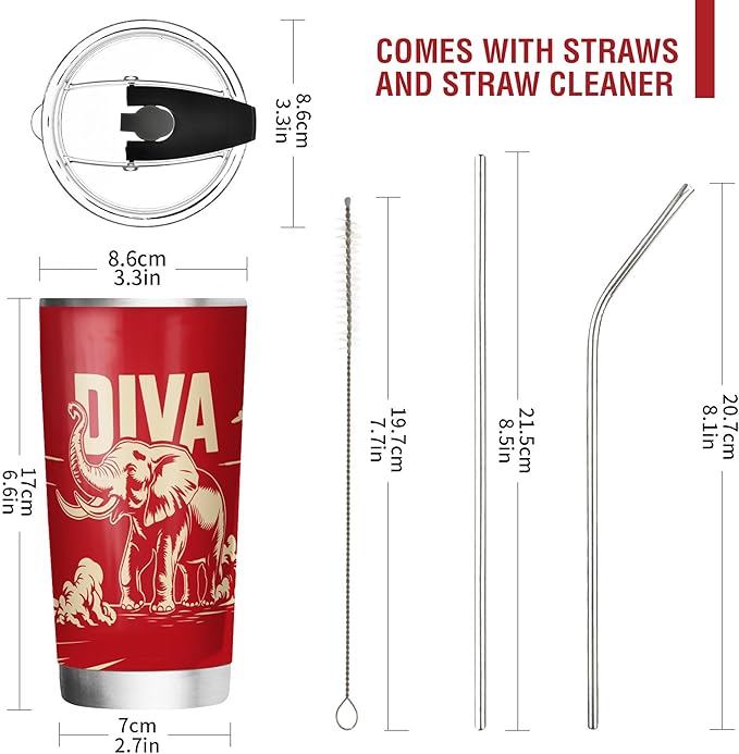 Delta Sigma Theta Sorority Paraphernalia - Official Vendor - 20 oz Stainless Steel Insulated Sublimation Tumbler - Diva