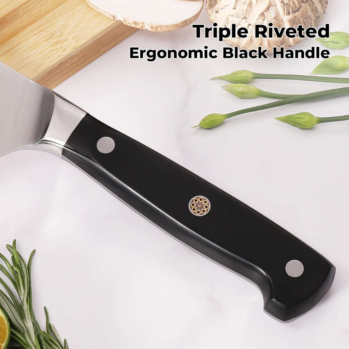 KEEMAKE Chef Knife Set, 6PCS Ultra Sharp Kitchen Knives with Ergonomic Handle, High Carbon Stainless Steel Kitchen Knife Set, Forged Cooking Knife Set for Slicing Meat Vegetable Bread And Fruit