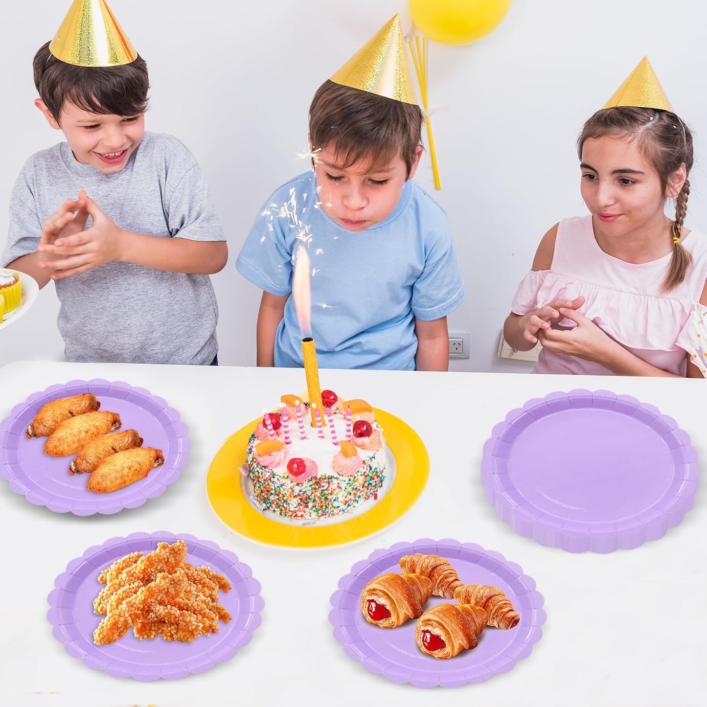 50Pcs Light Purple Paper Plates Purple Party Supplies 9 Inch Disposable Dessert Plates Birthday Party Plates for Tea Party Baby Shower Wedding Graduation Picnic BBQ