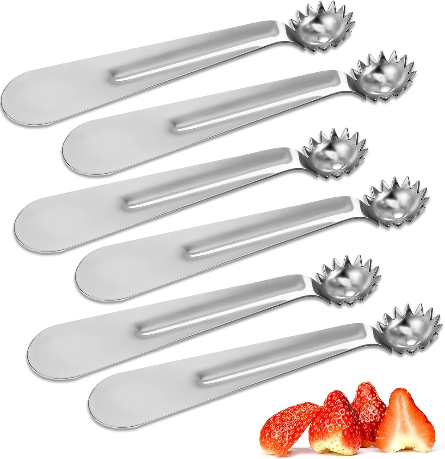 6 Pcs Tomato Stem Corer Strawberry Pitter Baller Practical Stainless Steel Huller Kitchen Tool Fruit Vegetable Stem Remover