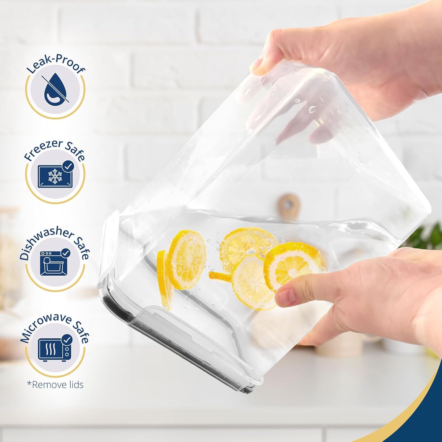 Reli. 5.2L Airtight Food Storage Containers with Lids (4 Sets) | Kitchen Organizers and Storage Pantry Organizers | BPA Free Plastic Container Set w/ 4 Measuring Cups, Dough Scraper, 6 Labels, Pen