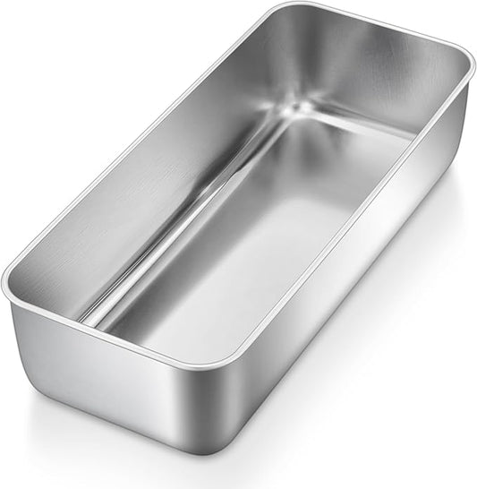 P&P CHEF Loaf Pans for Baking Bread, 12 x 5 Inch Large Stainless Steel Bread Loaf Pan Tins for Homemade Meatloaf Cake Brownies, Healthy & Sturdy, Oven & Dishwasher Safe, 1Pc