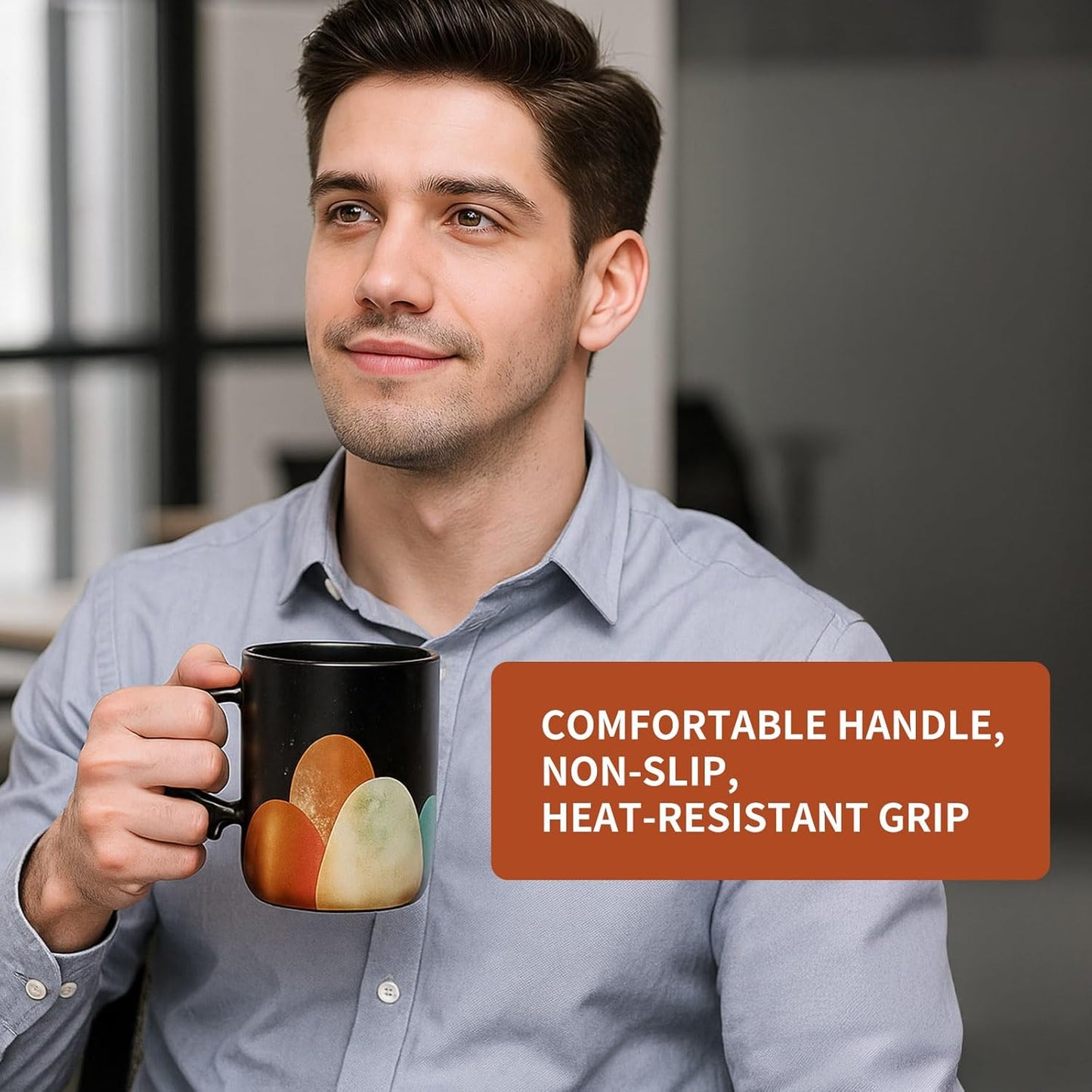 Unique Birthday Gifts Comfortable Handle, Non-Slip, Heat-Resistant Grip Customized Coffee Mug 14oz Black, Dishwasher & Microwave Safe, Daily Office and Home