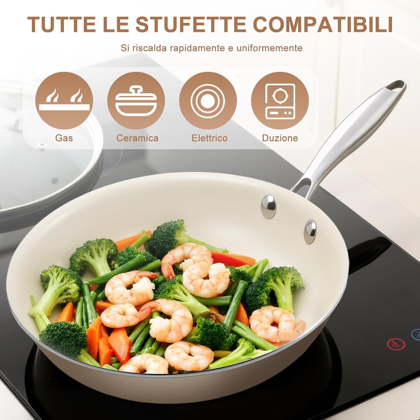 8.5 Inch Ceramic Nonstick Frying Pan Skillet - PFAS-Free, Non-Toxic, Oven Safe & Induction Ready, Aluminum Cookware with Stainless Steel Handle