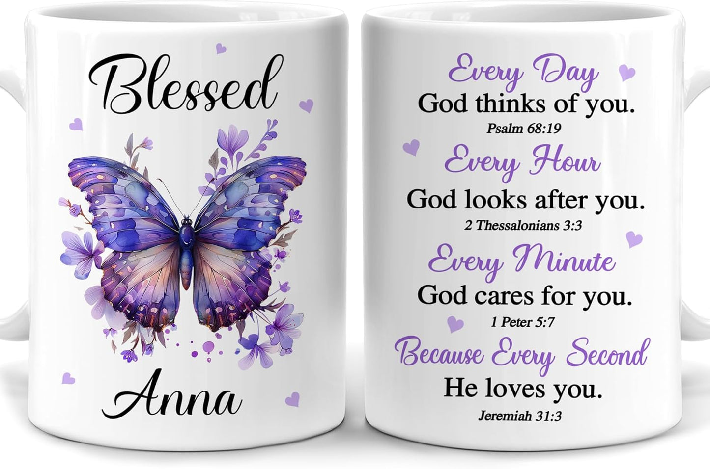 Hyturtle Personalized Christian Mug - Religious Christian Gifts For Women - Encouragement Religious Gifts For Mom Her - Bible Verse Present Decor - Custom Name Coffee Cup Ceramic Mug 11 oz 15 oz