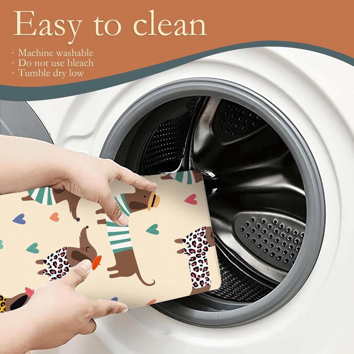 Dachshunds Dogs Dish Drying Mats 18x24 Inch,Leopard Print Hearts Dish Pad Drying Rack Mat for Kitchen Counter Ultra Absorbent Microfiber Dishware Coffee Maker Bar Countertop Decor