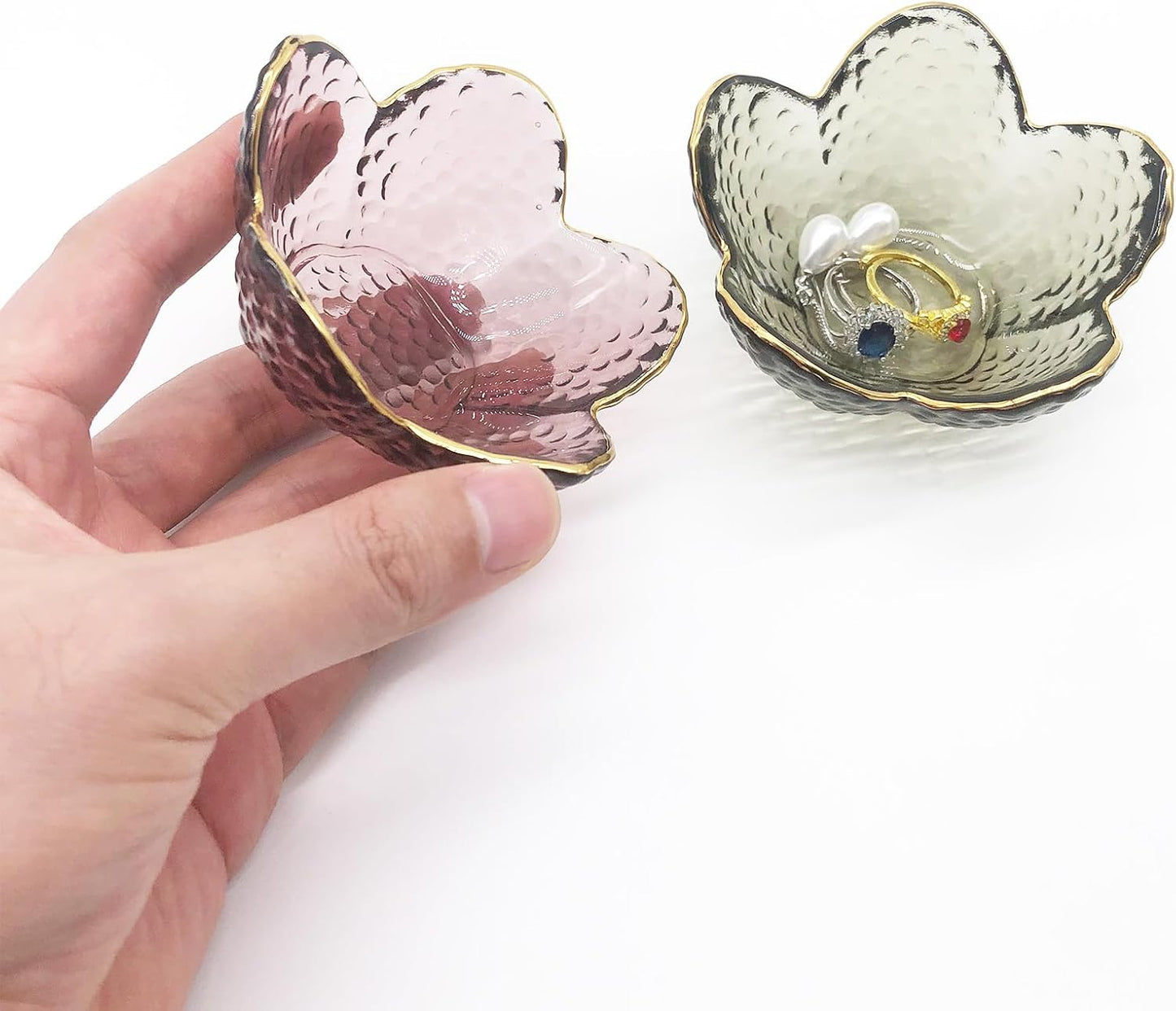 Small Ring Dish Jewelry Tray, Glass Jewelry Dish Trinket Bowl, Crystal Ring Holder Dish Jewelry Plate, Nightstand Decor Jewelry Holder Dish, Engagement Jewelry Bowl Dish for Rings, Earrings