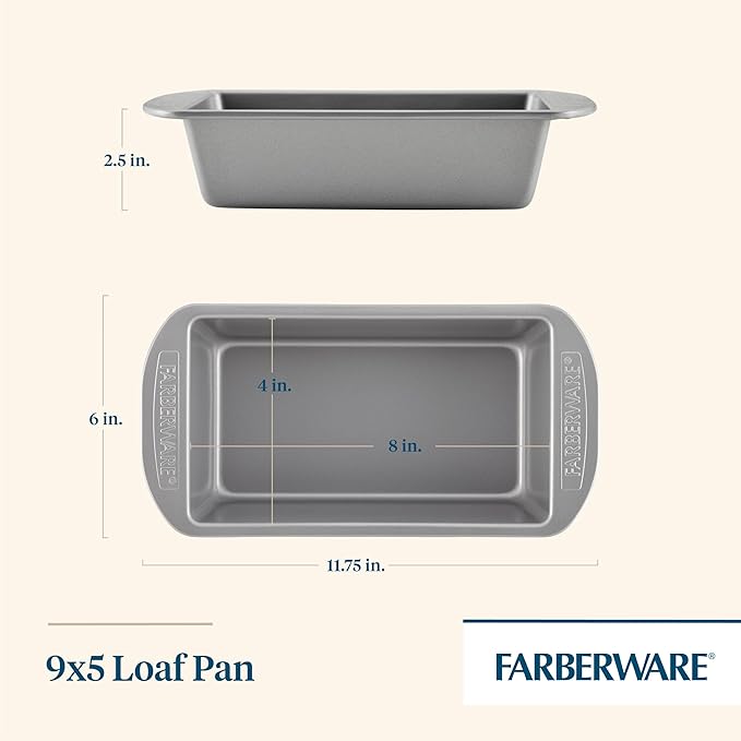 Farberware Nonstick Bakeware 9-Inch x 5-Inch Loaf Pan, Gray -