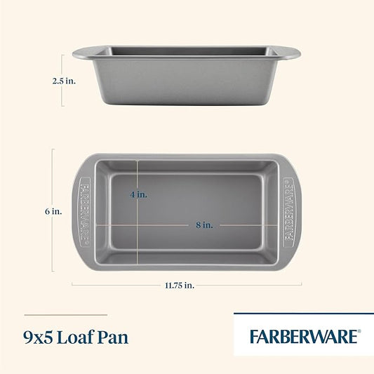 Farberware Nonstick Bakeware 9-Inch x 5-Inch Loaf Pan, Gray -