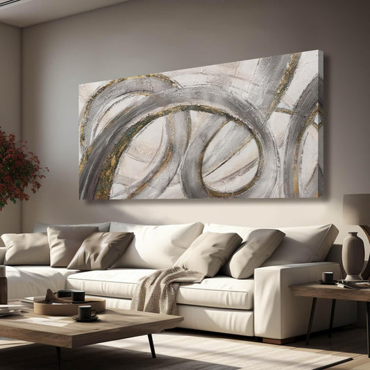 VAYIMDH Canvas Wall Art for Living Room Large Graffiti Wall Decor Grey and Beige Picture Painting for Home Office Bedroom 29"x 58" Ready to Hang