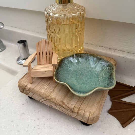 2Pcs Ceramic Jewelry Dish - Lotus Leaf Shape, for Ring Holder Necklace Small Key, Suitable for Mother Friend Sister, Gifts for Women, Cute Plate Trinket Tray, Home Decor (Crystal Green & Light Blue)