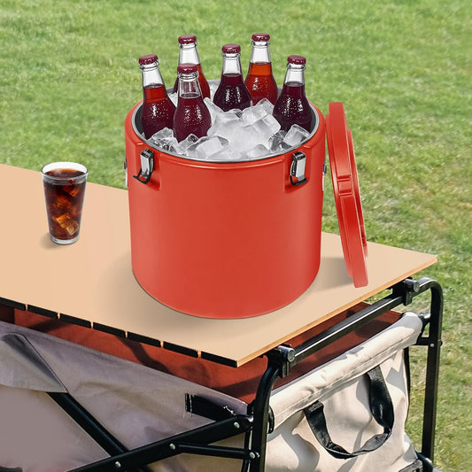 DYNAMI 13.2Gal Large Insulated Food Container, Portable Commercial Food Warmer Insulated Soup Container Cold Hot Box for Catering,304 Stainless Steel Inner Liner, Sealed and Leak-proof (Red)