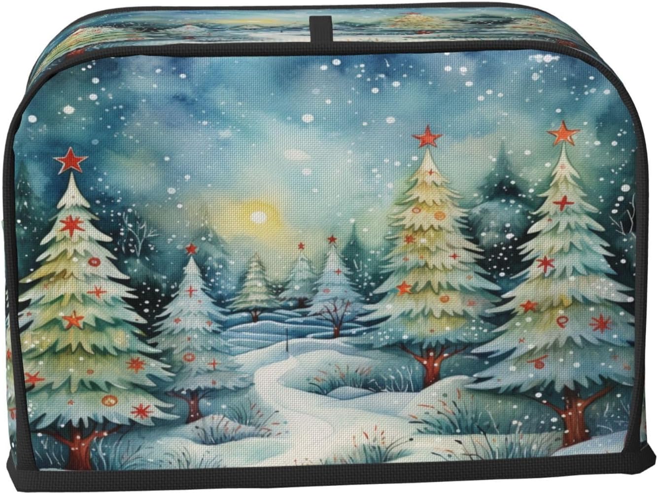 Toaster Cover 2 Slice Christmas Tree Watercolor Winter Forest Kitchen Small Appliance Covers with Pockets Dust and Fingerprint Protection