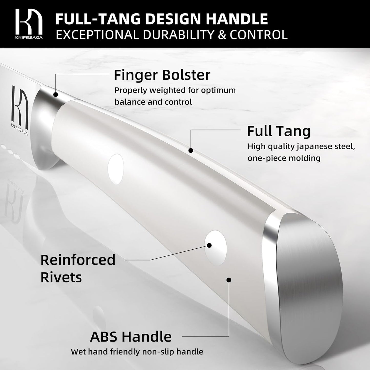 Bread Knife - 8 Inch Japanese Serrated Sourdough Bread Slicing Knife, High Carbon Stainless Steel, Razor Sharp, Ergonomic White Handle