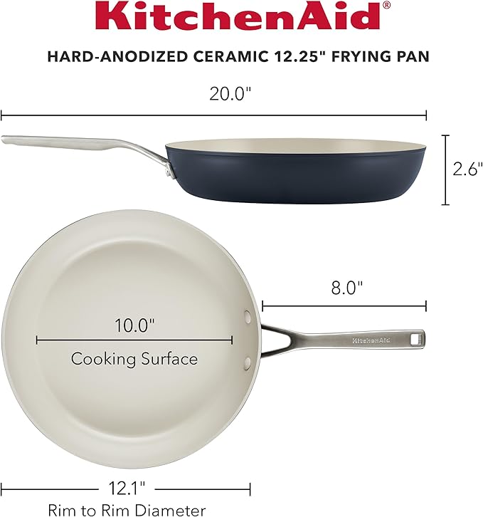 KitchenAid Hard Anodized Ceramic Nonstick Frying Pan/Skillet, 12.25 Inch - Matte Black