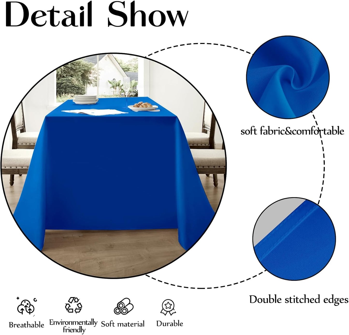 Rectangle Tablecloths 60x120 Inch 2 Pack Royal Blue Tablecloth Washable Decorative Linen Polyester Table Cloths for Dining Table Banquets Buffet Parties and Wedding