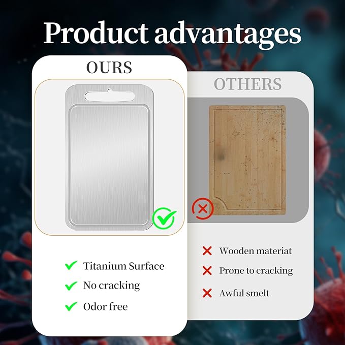 Titanium Cutting Board-Pure Titanium Cutting Boards For Kitchen，Double-Sided Metal Cutting Board with Juice Groove, Separates Meat and Vegetables, Dishwasher Safe (Pure White 14×10 Inch)