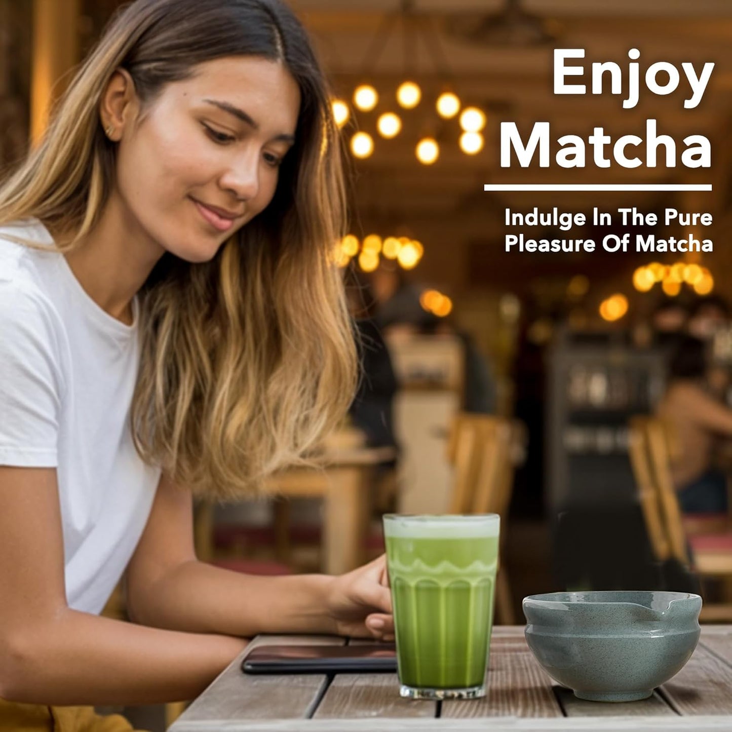 7 Pcs Matcha Whisk Set, Perfect Matcha Kit for Matcha Lovers Includes Ceramic Bowl, Bamboo Whisk, Holder, Scoop, Sifter & Cloth