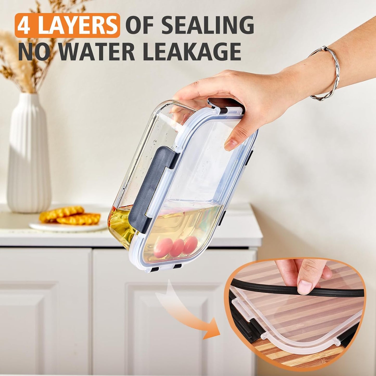 8-Piece 36oz Glass Meal Prep Container Set Clear Glass Food Storage Containers Set, Airtight Food Storage Containers for Coffee, Sugar, Flour, Spices, BPA-Free