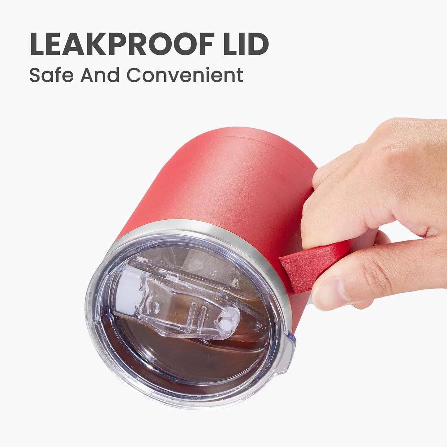 MEWAY 12oz Coffee Mug With Handle 2 Pack Bulk,Stainless Steel Insulated Travel Tumblers With Sliding Lid,Double Wall Vacuum Camping Cup for Hot & Cold Drinks Tea (Red,Set of 2)