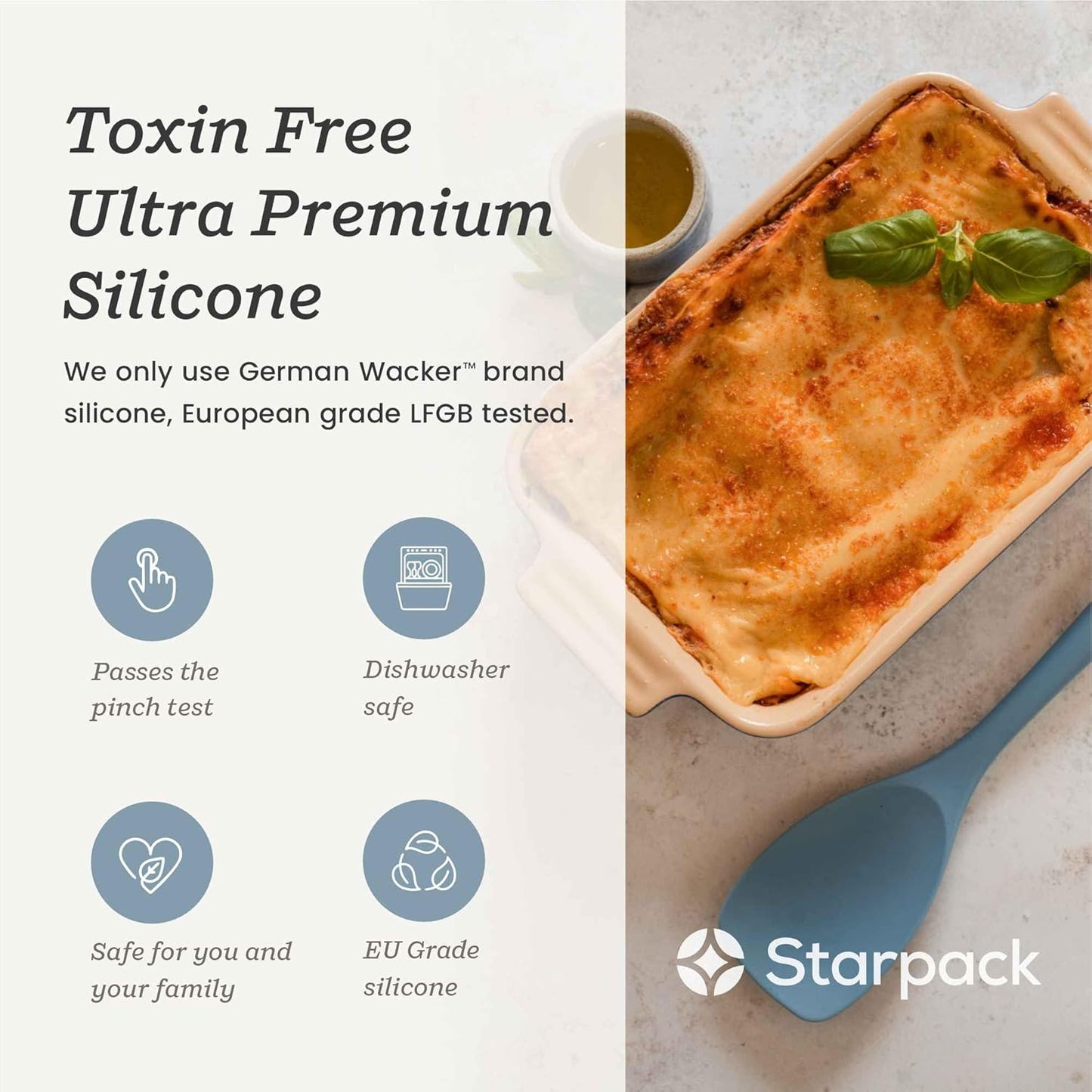 Starpack 'The All Rounder' Premium Silicone Spoonula Spatula - Up to 600°F Heat Resistant Spatula Spoons - Best Silicone Spoonulas - Rubber Spoon Spatulas - Kitchen Spoon Spatulas for Cooking